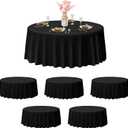 EMART Round Tablecloth Black (6 Pack) 120 inch Circular Polyester Table Cover for Wedding Decor, Birthday Party, Banquet and Formal Events,