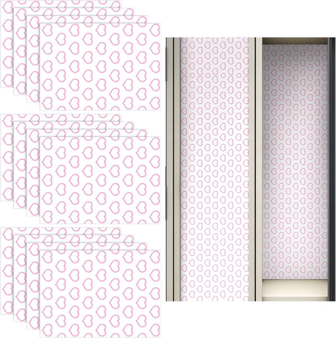 12 Pcs Back to School Locker Magnetic Wallpaper, Heart, Pink White