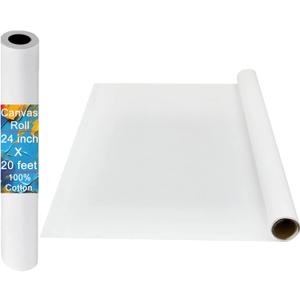 Canvases for Painting, 24 Inch x 20 Feet 100% Cotton Large Canvas Roll for Painting, Blank Oil Painting Canvas Paper Roll for Artist Quality for Acrylic, Pouring Watercolor & Oil Painting