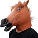 Creepy Party Horse Head Mask - Animal Halloween Costume for Parties, Cosplay, Photo Booth Props, And Pranks - Funny Gag Gift for Adults, Brown
