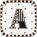MACKENZIE-CHILDS Monogram Dish, Decorative Ceramic Letter Plate, 5 3/4" Square, A