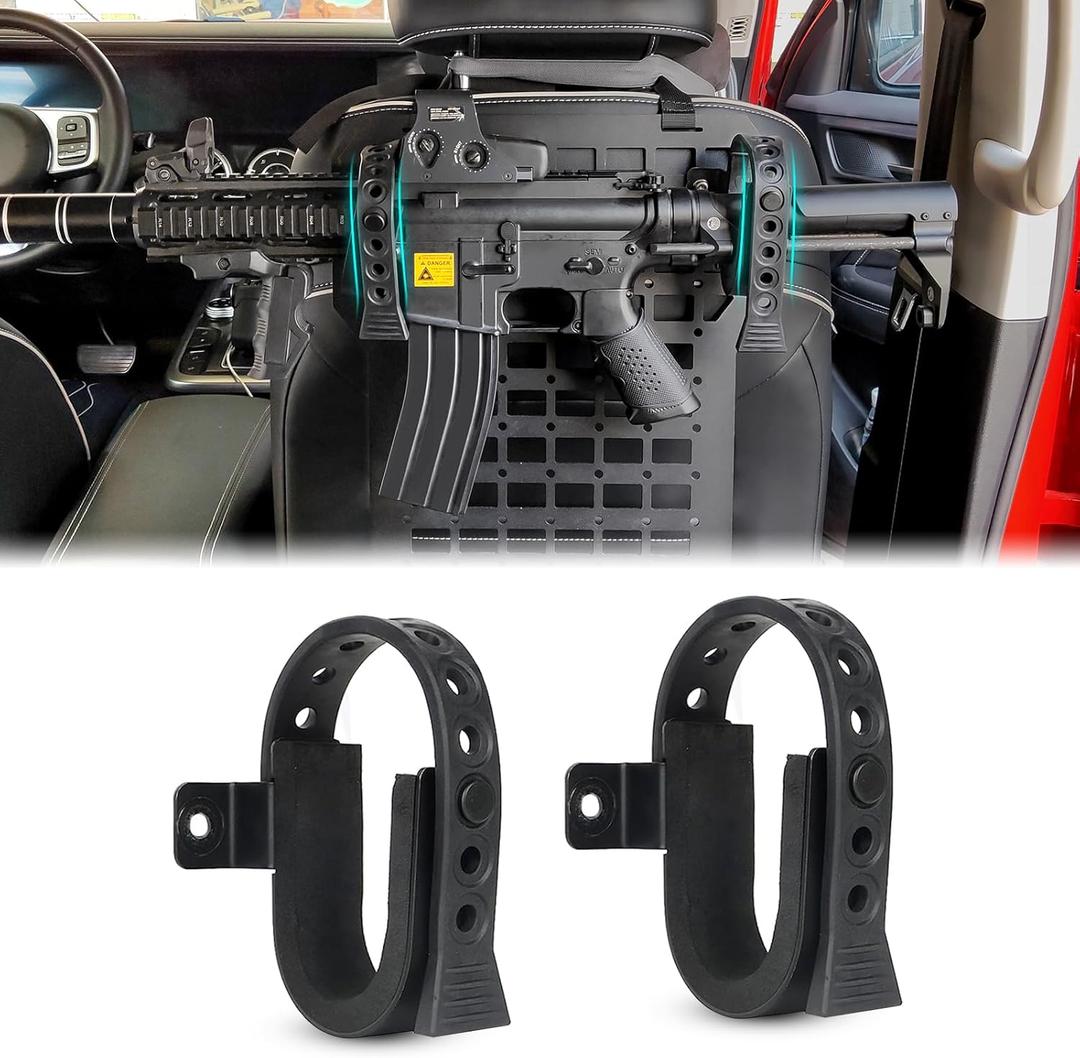 Gun Racks Mount for MOLLE Panels Adjustable Buckle Rubber Strap Fit Rifles, Bows, Long Tools Store Away