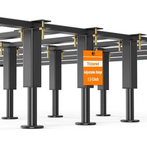 6PCS Adjustable Height Bed Support Legs, Heavy Duty Metal Bed Frame Support Legs, 7.312 inch Furniture Risers Replacement with NonSlip Base for King Queen Slats/Furniture/Table/Couch/Sofa/Dresser