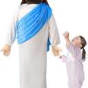 Yelakey Giant Jesus Plush 6 Ft Jesus Stuffed Doll Plushie Toy Christian Pillow Religious Decoration Gift for Christening Easter (Blue)