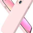 ORNARTO Compatible with iPhone 13 Case 6.1, Slim Liquid Silicone 3 Layers Full Covered Soft Gel Rubber Case Cover 6.1 inch-Chalk Pink