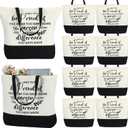 Silkfly 10 Pcs Teacher Appreciation Gift Inspirational Canvas Tote Bags for Women Teacher Employee Graduation Birthday(Classic)