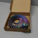 35.5-inch Oversized 3D Printed Snake Model with Movable Teeth and Flexible Joints, Reptile Animal Figurine, Stress Relief, Surprising and Magical Gift (35.5in Red Blue Yellow)