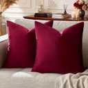 GIGIZAZA Burgundy Pillow Covers 24x24: Pack of 2 Throw Pillows Soft Solid Covers - Velvet Decorative Couch Big Cushion Covers Used for Chrismas Room Decor,Living Room,Bedroom,Sofa