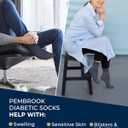 Pembrook Bamboo Viscose Diabetic Socks for Women & Men - 6 Pairs Ankle Socks for Swollen Feet | Neuropathy Socks (Large, Blues & Neutrals Pack - 6 Pairs)