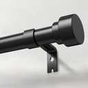 Heavy Duty Curtain Rods for Windows 28 to 48 Inch, 1 Inch Adjustable Black Curtain Rod with Easy Installation and Modern Design (A1,Black,30-60")