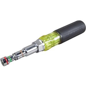 Klein Tools 32807MAG 7-in-1 Nut Driver, Magnetic Driver has SAE Hex Nut Sizes 1/ 4 to 9/ 16-Inch, Cushion Grip Handle for Added Torque