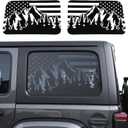 Voodonala Hardtop American Flag Window Decal Rear Window Sticker for Jeep Wrangler 2018 2019 2020 2021 2022 2023 2024 JLU, Forest Mountain, 4 Door