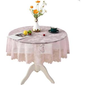 Round Pink Lace Tablecloth Vintage Classic Lace Lightweight Table Cloth Table Decoration 70" Round