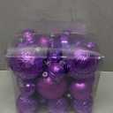 Purple Christmas Ball Ornaments Christmas Tree Decorations with Hang Rope-36pcs Shatterproof Christmas Ornaments Set with 6 Styles in 3 Sizes(Small Medium Large)