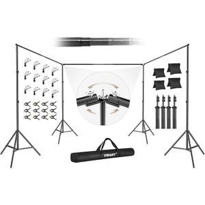 EMART Backdrop Stand, 30x7ft(WxH) Large Adjustable Background Support System with 308 Angle Rotatable Connector, 12 Clamps, 4 Sandbags and Carry Bag for Paties, Wedding, Photography Studio, Video (Black)