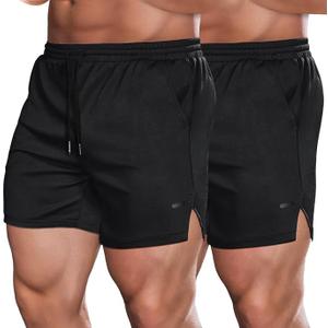 COOFANDY Men's Pack of 1 Gym Workout Shorts Quick Dry Athletic Shorts 5 Inch Lightweight Sports Running Shorts with Pockets (Medium, Black)