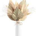 18 Pieces Dried Palm Leaves, Fall Dried Pampas Grass Decor Reed Grass Bouquet for Wedding Boho Flowers Home Table Decor, Rustic Farmhouse Party (Classic Color)