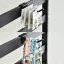 Ikee Design Wooden Jewelry Display Rack with 20 Removable Metal Hooks,Earring Card Display Stand,Jewelry Organizer,Earring Bracelet Organizer, Keychain Stand, Black Color