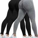 CHRLEISURE Workout Leggings Sets for Women, Gym Scrunch Butt Butt Lifting Seamless Leggings 3 Piece (Medium)