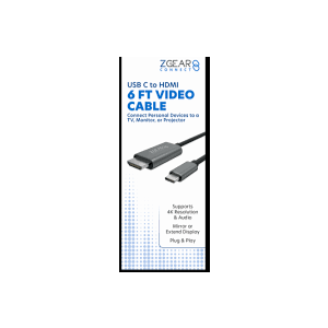 ZGEAR (6-Ft) HMDI to USB-C Video/Monitor Cable - Black ZGEAR (6-Ft) HMDI to USB-C Video/Monitor Cable - Black