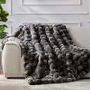 Anysay Faux Fur Throw Blanket, 1000GSM Fluffy Soft Bubble Blanket for Couch Bed, Cozy Plush Warm and Thick Blanket, Fuzzy Rabbit Throw for Living Room Bedroom 50''*60'' Tie-Dye, Grey