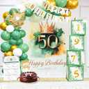 50th Birthday Decorations for Women & Men - 140 Pieces - Gold & White Decor Set with Happy 50th Birthday Banner, Balloons, Decor Boxes, and Table Decorations - Elegant 50th Birthday Party Favors