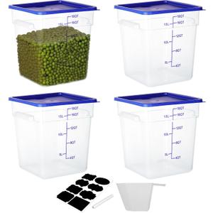 BIEAMA 4 Pack Food Storage Containers, 18 Quart Square Commercial Food Containers with Lids, NSF, Polycarbonate, Clear