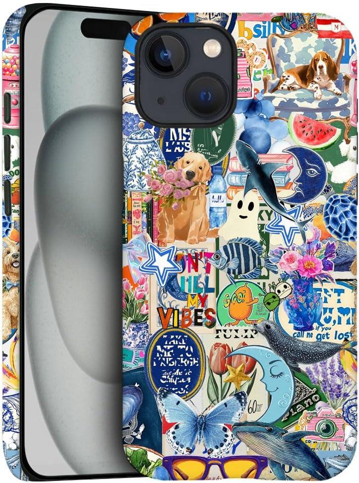 DJSOK Compatible with iPhone 14 Plus,Frosted PC Anti-Scratch Shockproof Case - Ghost Shark Butterfly Animal