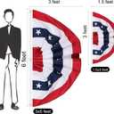 4Pack 3x6 Feet American Pleated Fan Flag for 4th of July, Decorations Patriotic Half Fan Bunting Flag Banners with Brass Grommets and Zip Ties for Outside