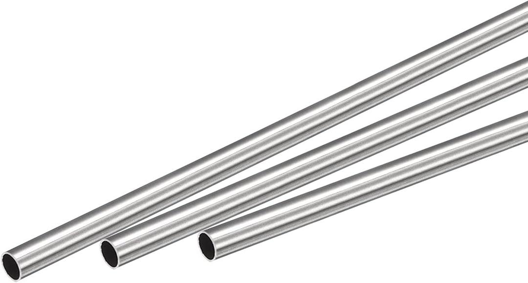 uxcell 304 Stainless Steel Capillary Tube, OD 4mm x 0.1mm Wall Thick 250mm Length Metal Tubing for Industry Machinery, 3Pcs