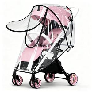 EVA Stroller Rain Cover, No-Zip Waterproof Stroller Cover - Food Grade Material, Breathable Baby Travel Weather Shield for Most Single Strollers & Joggers, Black