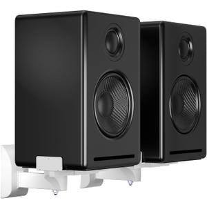 suptek Large Dual Side Clamping Bookshelf Speaker Wall Mounting Bracket for Large Surrounding Sound Speakers, Hold up to 66lbs White SPM201XLW