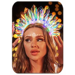 JONKY Light Up Crown Led Headband Glow Birthday Headpiece Rave Costume Hair Accessories for Women