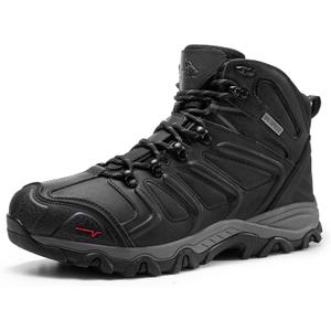 NORTIV 8 Men's Ankle High Waterproof Hiking Boots Outdoor Lightweight Shoes Trekking Trails Armadillo (10.5, Black-leather)