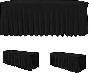 HolidayIdeas White 8ft Spandex Tablecloth 2 Pack Fitted Stretch Table Skirts 30x96 Inch, Wrinkle-Free Floor Length Polyester Table Cover for Weddings Parties Banquets Events