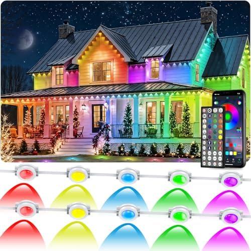 CETELUMA 300FT Permanent Outdoor RGB Lights, IP67 Waterproof Smart Eave Lighting, with App/ Remote Control Eaves Light, DIY LED Scenes Modes for House Roof Decor, Christmas, Party, All Holiday and Daily