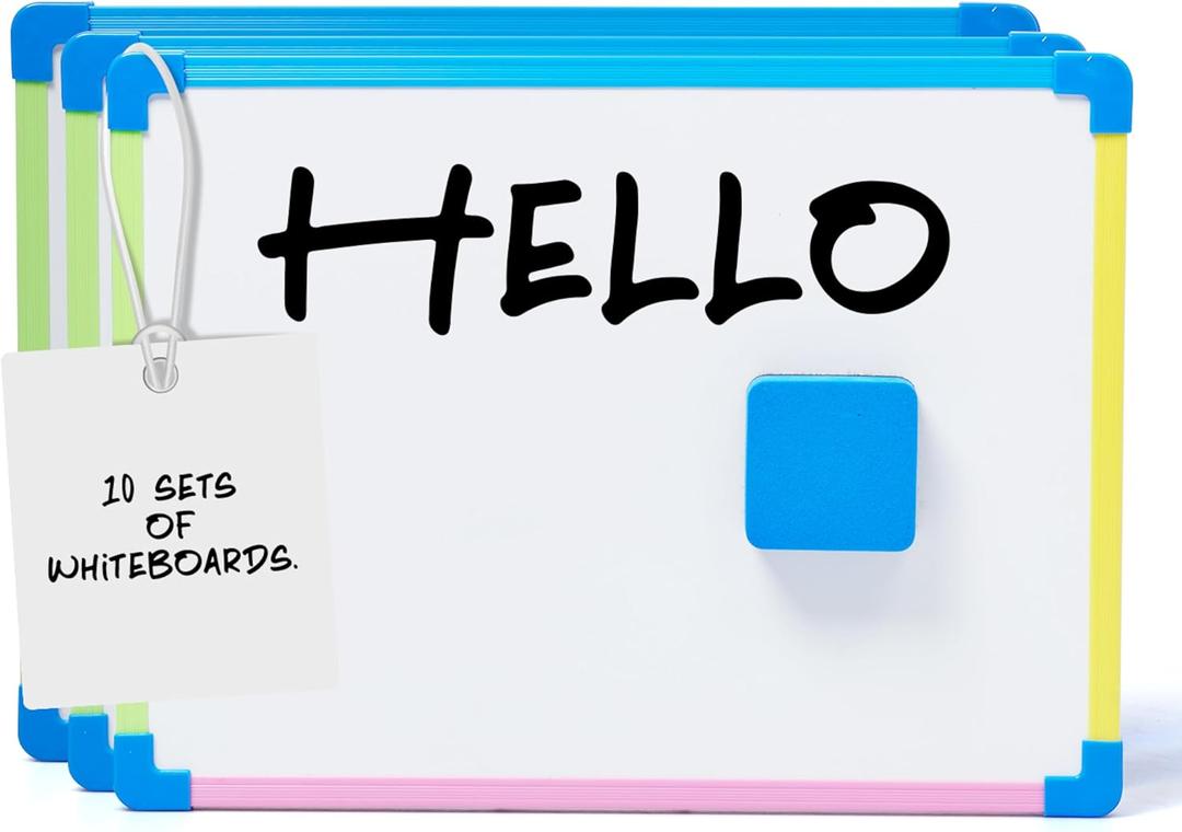 White Board for Kids - Magnet Board for Kids - Small Dry Erase Board Magnetic for Writing Learning & Drawing Art Educational - Magnetic Whiteboard - Set of 10