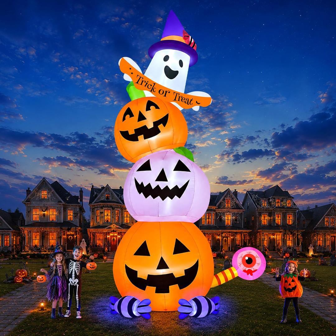 Kalolary 20FT Tall Halloween Inflatables Pumpkin Ghost