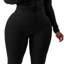 Nimsruc Two Piece Outfits For Women Long Sleeve Bodycon Tracksuit Casual Sweatsuits Jogger Sets (Small, Black)