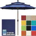 EliteShade USA 10-Year-Non-Fading 9ft 3-Tier Market Patio Umbrella, Commercial Grade Outdoor Table Umbrella with Crank Open, Windproof & UPF 50+ UV Protection, Heavy Duty Ventilation for Garden, Deck, Pool, Backyard, Beach & Bistro, Navy Blue