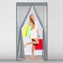 Magnetic Screen Door for Sliding Door 35.4"x78.7", Full Frame Magic Tapes, Screen Door Mesh Pets from Scratching The Mesh, Mesh Screen Door for Air Conditioner Room, Kitchen, Bedroom, Gray