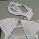 Women's Bikini Sets Halter Triangle Swimsuit 2 Piece Bathing Suit, White, Size M