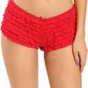 SHARICCA Womens Sexy Mesh Ruffle Panties Booty Boy Shorts Underwear L/XL