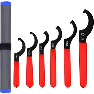 Universal Spanner Wrench Set 6Pcs Steel Adjustable Shock Wrench Coilover Spanner Motorcycle Coil Over Shock Adjustment Tool (Blue)