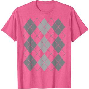 Preppy Plaid Argyle Stylish & Fun Faux Sweater Design T-Shirt, M