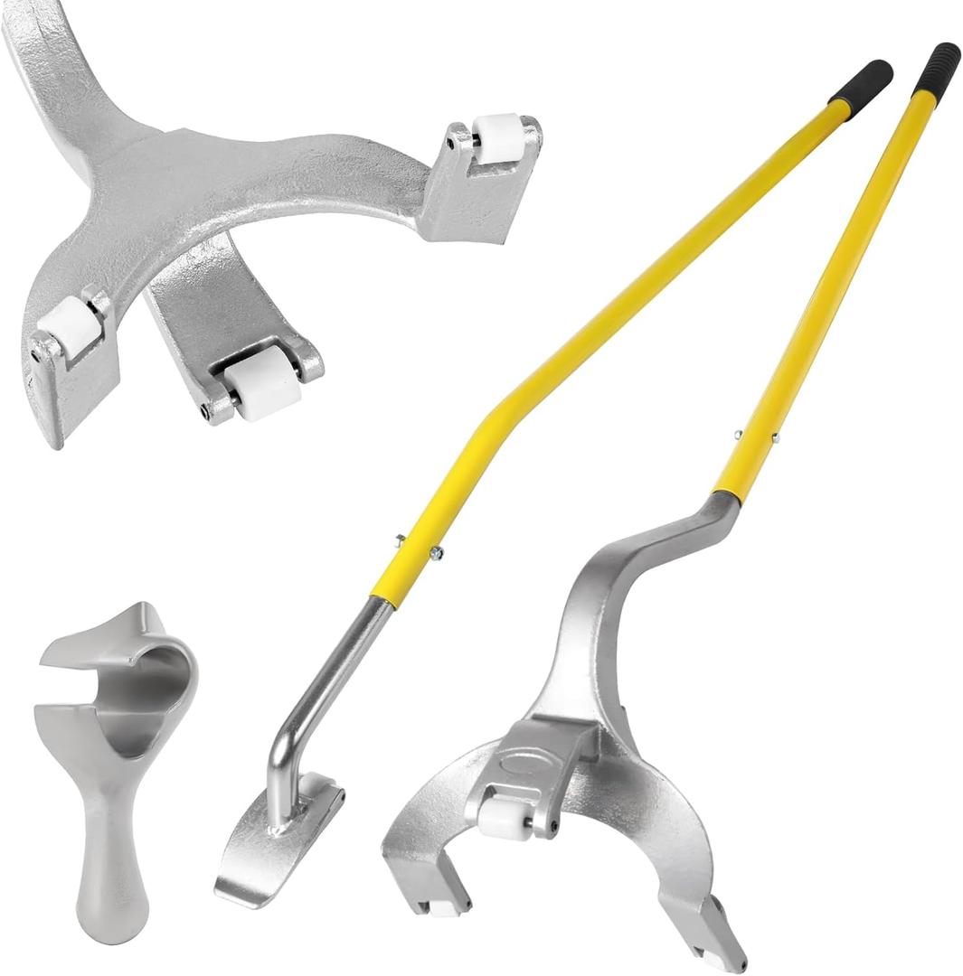 YELLOW JACKET Tire Mount Demount Tool, 3PCS Tire Changer Demount Tool with Extra Bead Keeper, 22.5 to 24.5 inches, Tire Changing Tools for Car Repairing Adapted to Aluminum and Steel Rims, Yellow (cast iron)