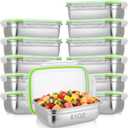 Blushtier 12 PC 304 Stainless Steel Food Storage Containers with Airtight Lids, 61oz/1800ml Metal Meal Prep Containers Bento Box, Freezer Dishwasher Safe Keep Food Fresh for Kitchen, Picnic, Camping,  61oz/1800ml