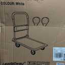LEADALLWAY Foldable Push Cart Platform Cart 330lbs Capacity 4 Wheels 28.7x18.5x32.3inches White with 2 Ropes Small Flatbed Cart
