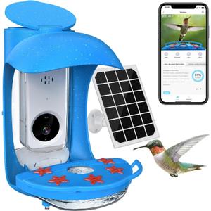 Birdock Smart Hummingbird Feeder with Camera Solar Panel, Watching Camera Instant Notifications, AI Identify Auto Capture Bird Videos & Motion Detection(Blue)