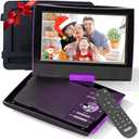 SUNPIN New 11.5" Portable DVD Player for Car and Kids, 9.5" Swivel Brightness Enhanced Screen, with Car Charger and Headrest Mount, Upgraded Remote Control, 5 Hours Battery, Dual Earphone Jack(Purple)